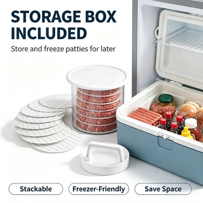 Hamburger Press Patty Maker Set - With Freezer Storage Container