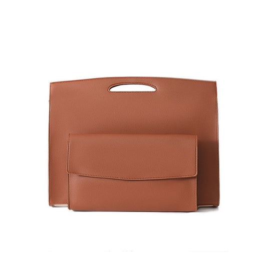 Fits up to 16" Laptop | Leather Sleeve for Women with Removable Clutch | Foldable Laptop Stand