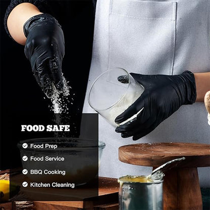 20 Pcs Black Nitrile Exam Gloves – 6 Mil Heavy Duty, Latex-Free Disposable Gloves