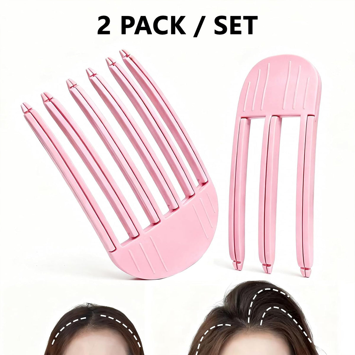2Pack 3-and-6 Teeth Root Lift Volumizing Comb for Curl Enhancement & Fluffy Fuller Locks