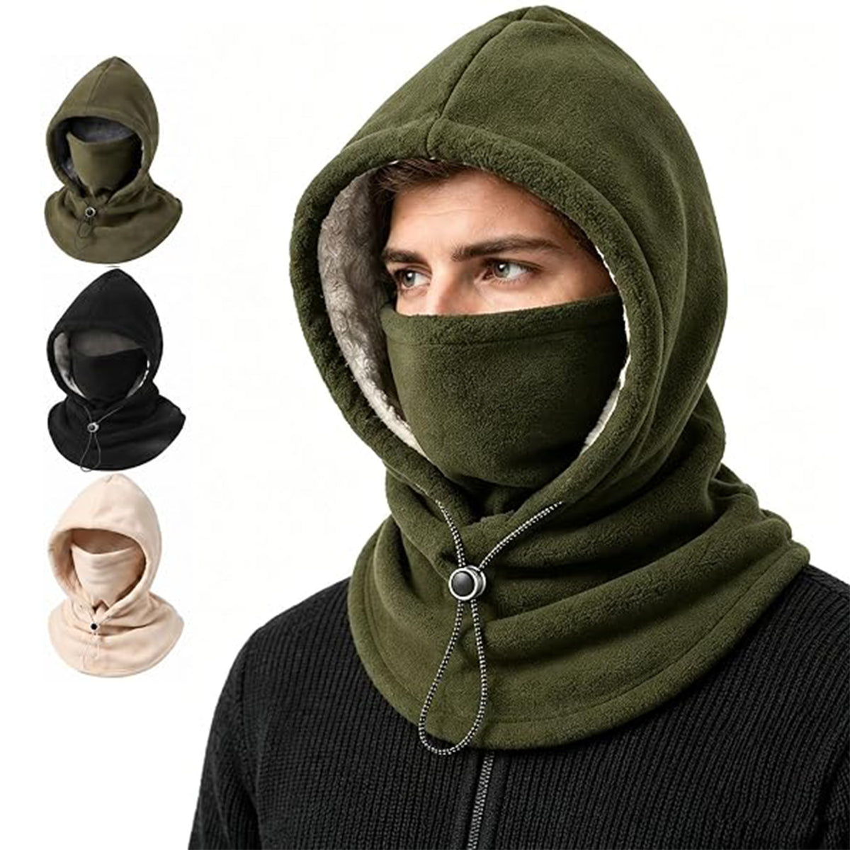 One-piece Extra-Thick Flannel Warm Mask Hat