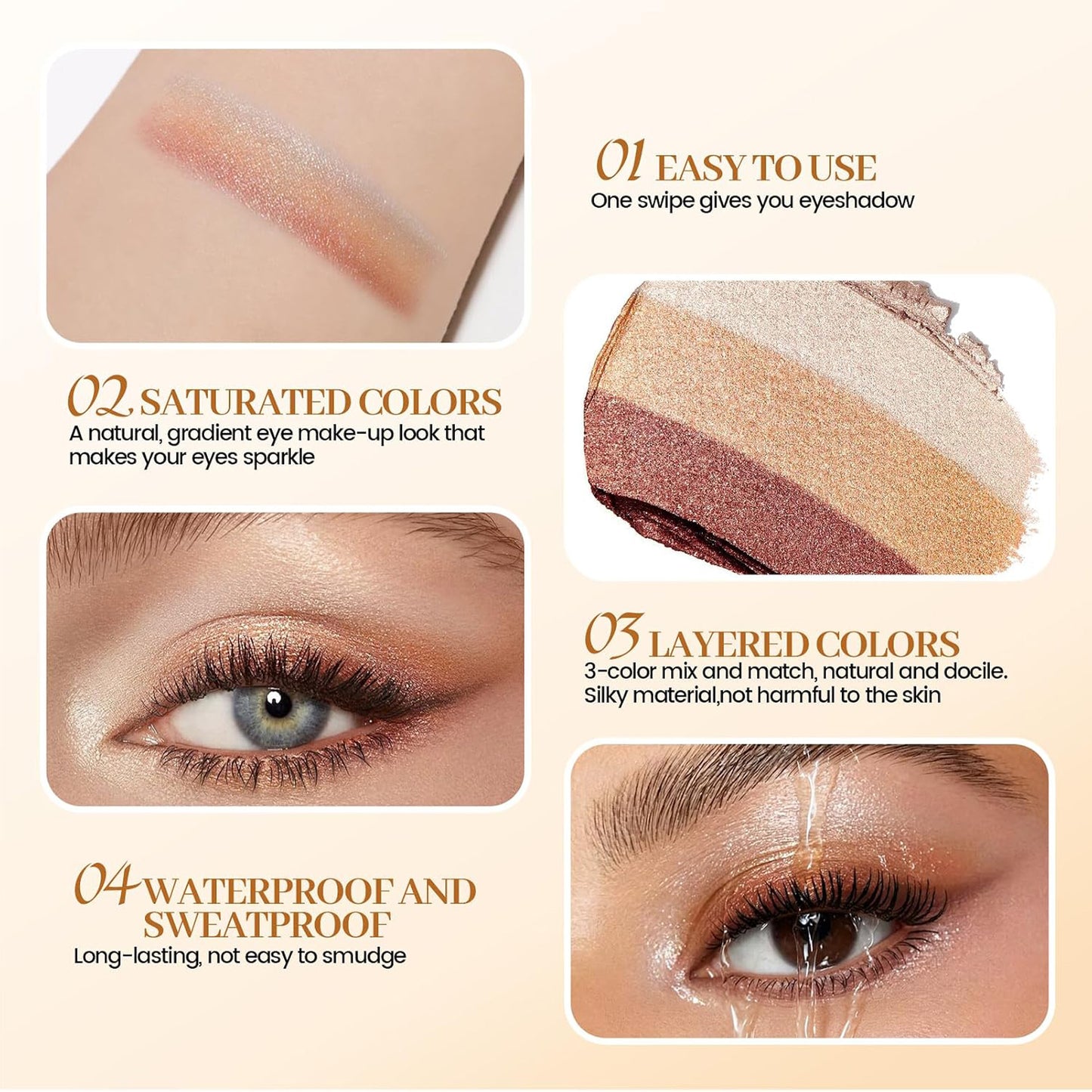 3-Color Eyeshadow Stick Waterproof
