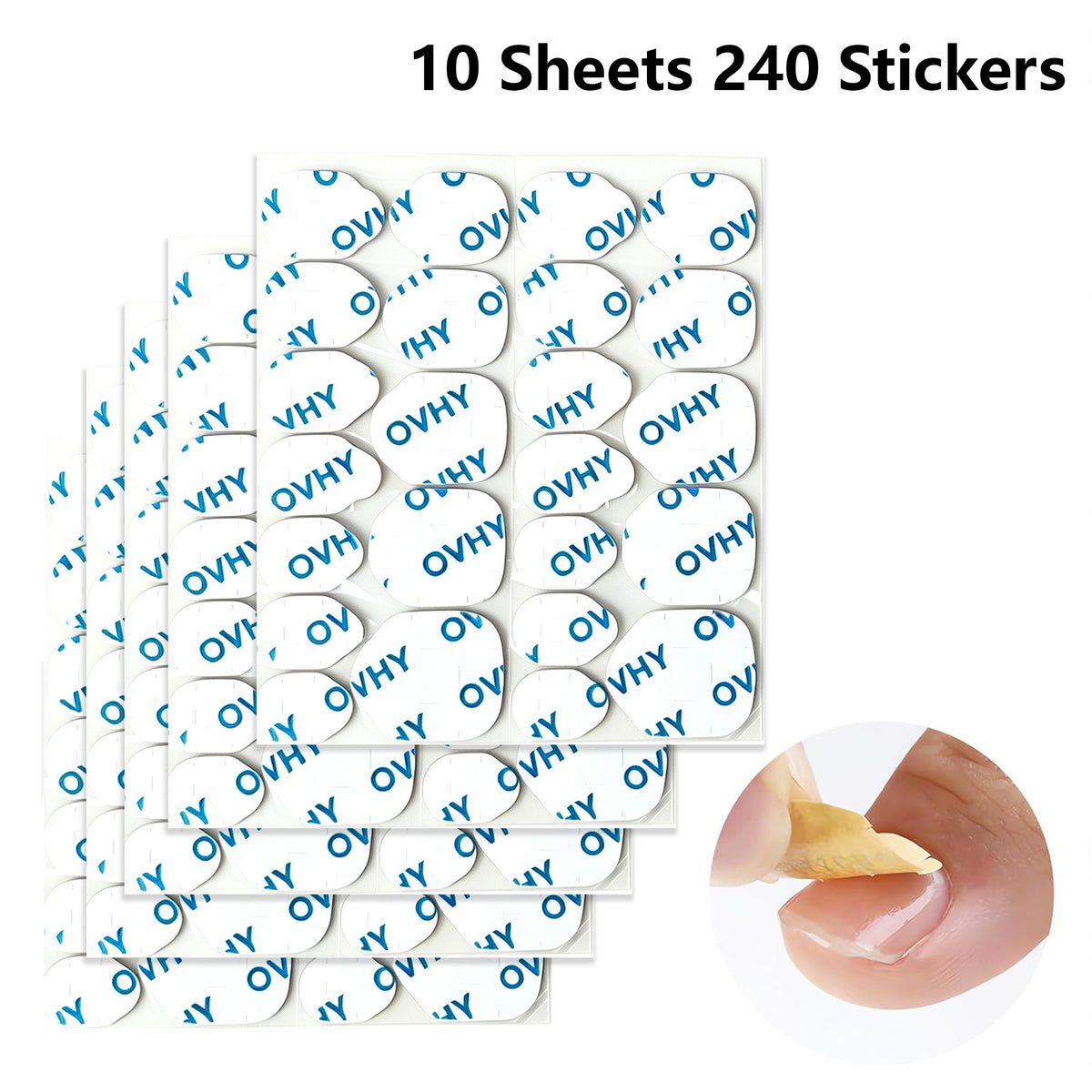 Nail Adhesive Tabs Waterproof Pro Version 10 Sheets with 240 Stickers