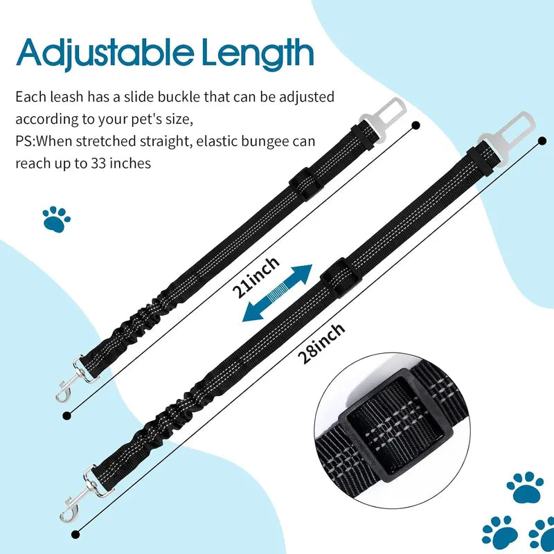 Adjustable Dog Seat Belt, for Vehicle Nylon Pet Safety Seat Belts Heavy Duty & Elastic