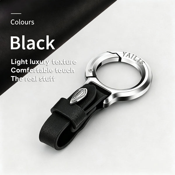 Detach Metal Key Ring with Luxurious Leather Strap  Holder Stylish Key Chain