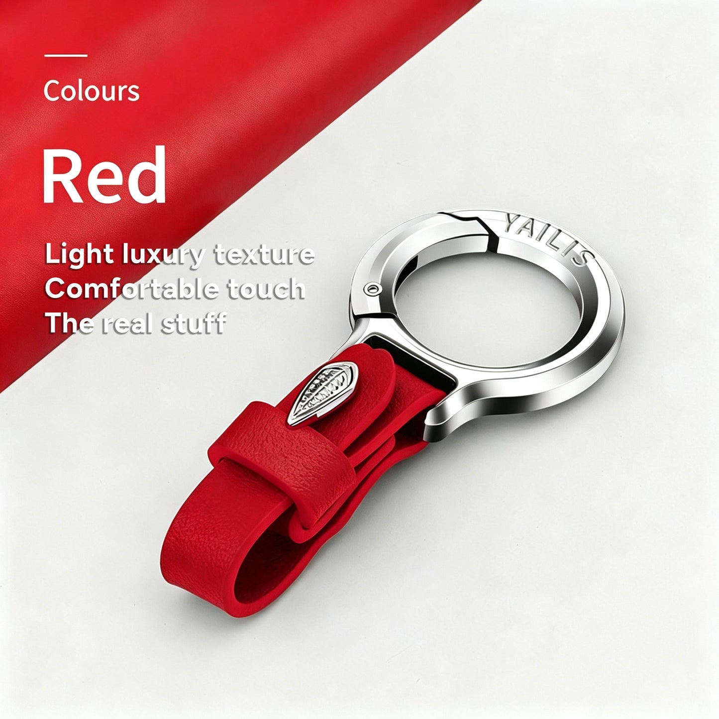 Detach Metal Key Ring with Luxurious Leather Strap  Holder Stylish Key Chain