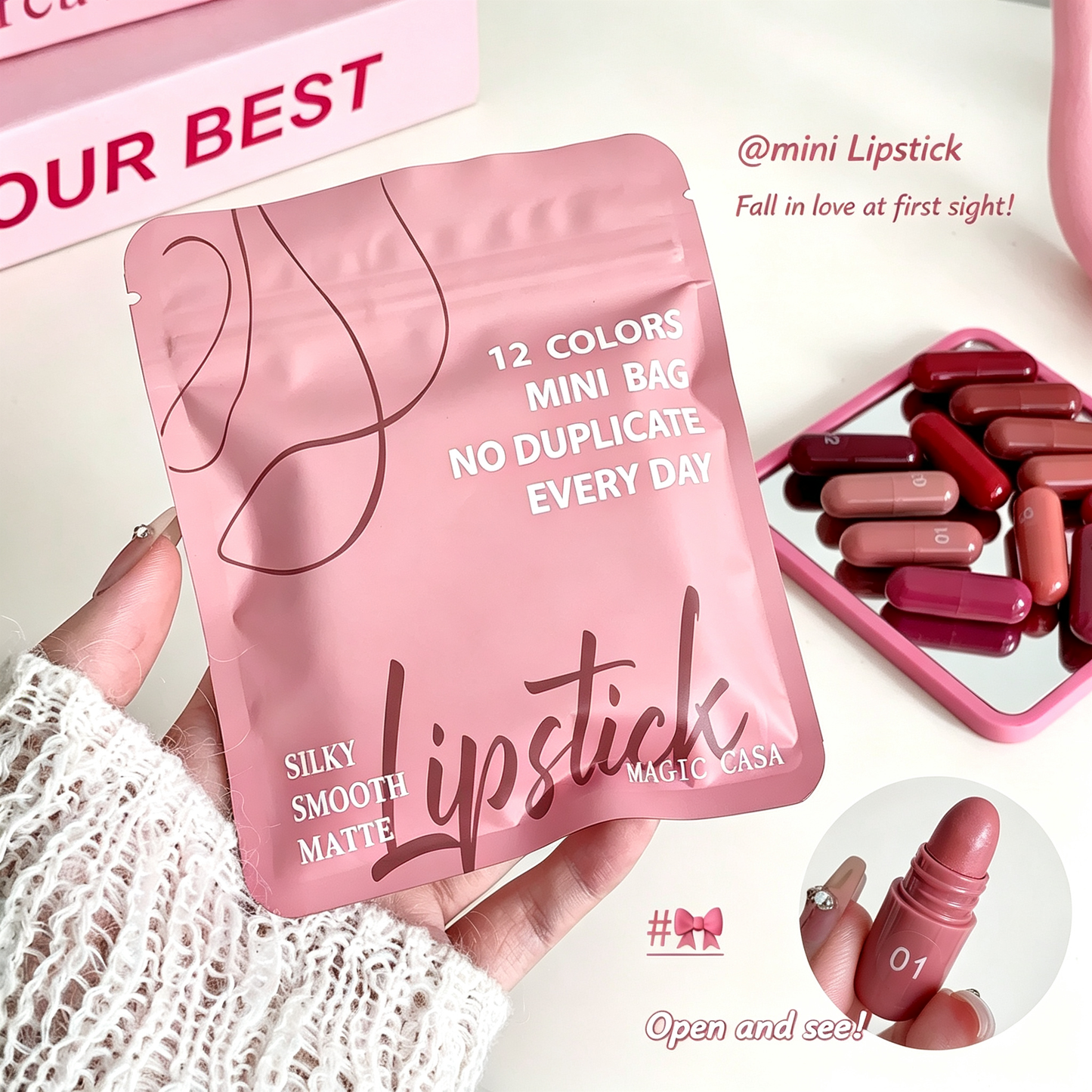 12-Color Mini Capsule Lipstick Set for Versatile Makeup Looks
