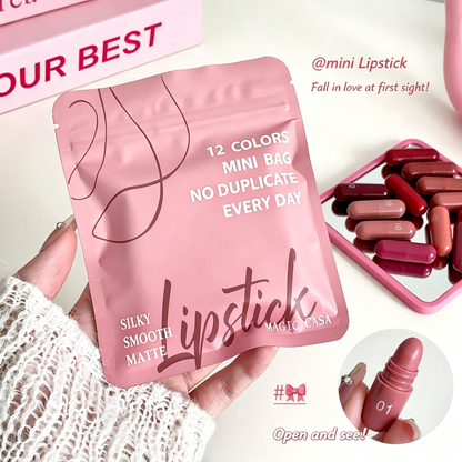 12-Color Mini Capsule Lipstick Set for Versatile Makeup Looks