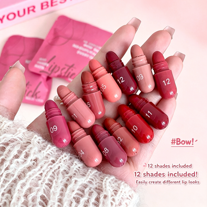 12-Color Mini Capsule Lipstick Set for Versatile Makeup Looks