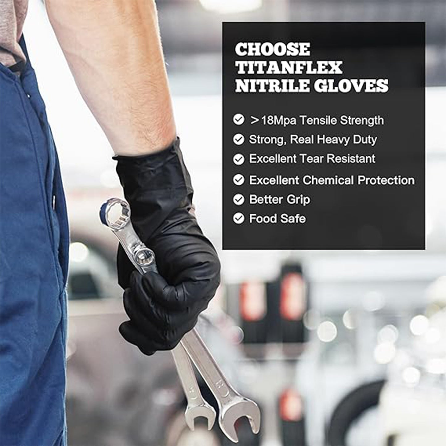 20 Pcs Black Nitrile Exam Gloves – 6 Mil Heavy Duty, Latex-Free Disposable Gloves