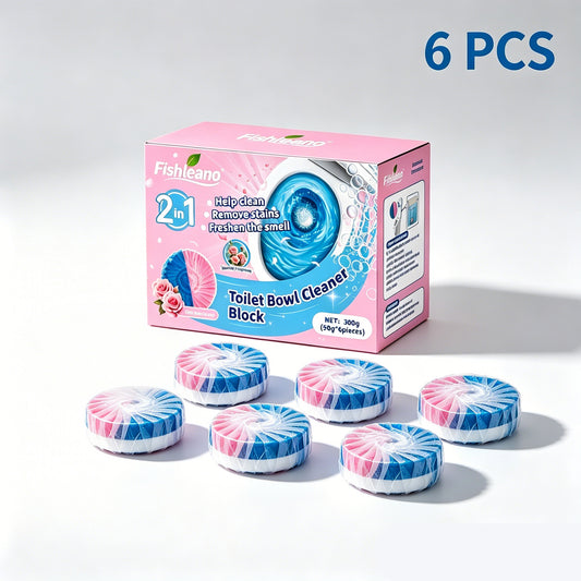 2-in-1 Toilet Bowl Cleaner Blocks – Pink Rose Scent Tank Cleaning Tablets for Stain Removal & Odor Freshening