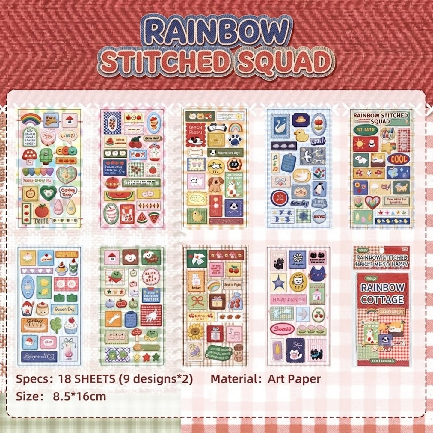 18 Sheets Cloud & Rainbow Embroidery Stitched Sticker Set for Journal/Planner/Scrapbooking