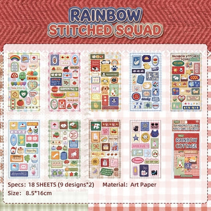 18 Sheets Cloud & Rainbow Embroidery Stitched Sticker Set for Journal/Planner/Scrapbooking