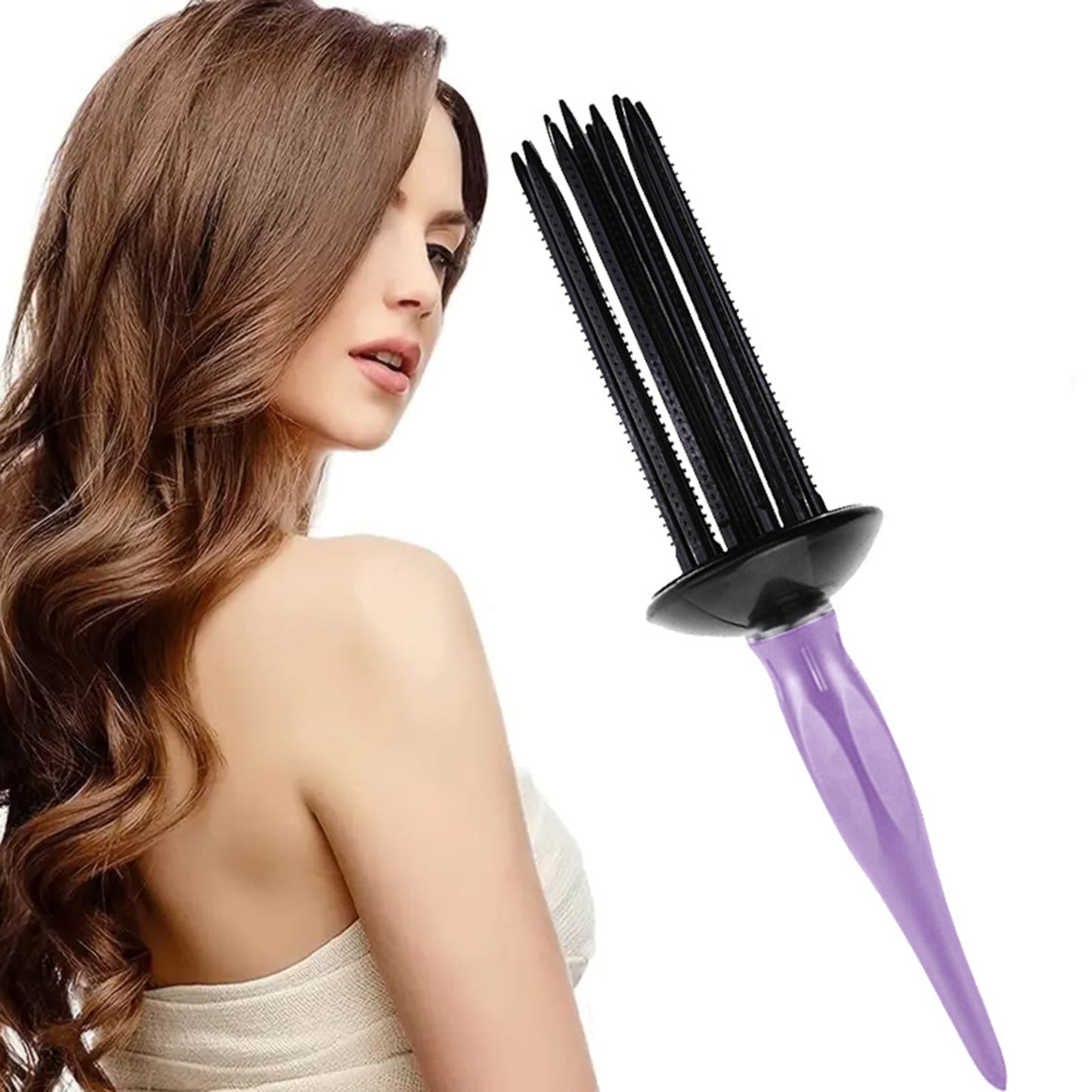 Curly Hair Styler Tool – Heatless Curling Brush Comb for Fluffy, Voluminous Waves