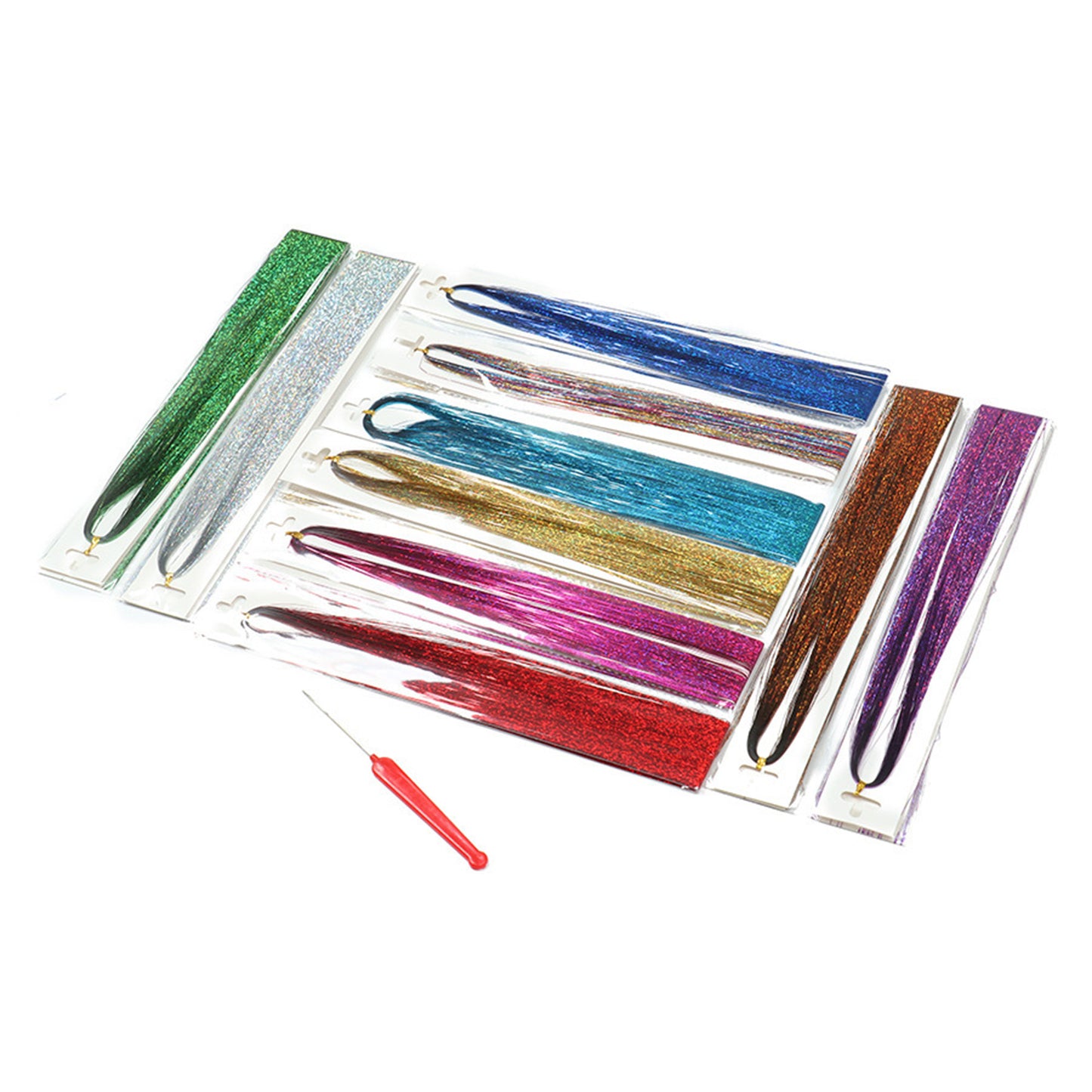 Hair Tinsel Kit – 10 Colors, 2500 Strands Sparkling Fairy Hair Extensions with Tool for Party & Festivals