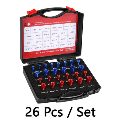 26 Pcs Thread Inspection Gauge Set | Screw Size Identification Tool