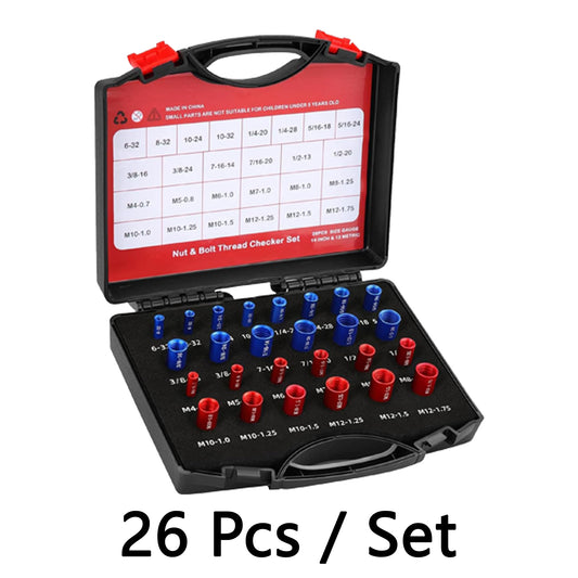 26 Pcs Thread Inspection Gauge Set | Screw Size Identification Tool