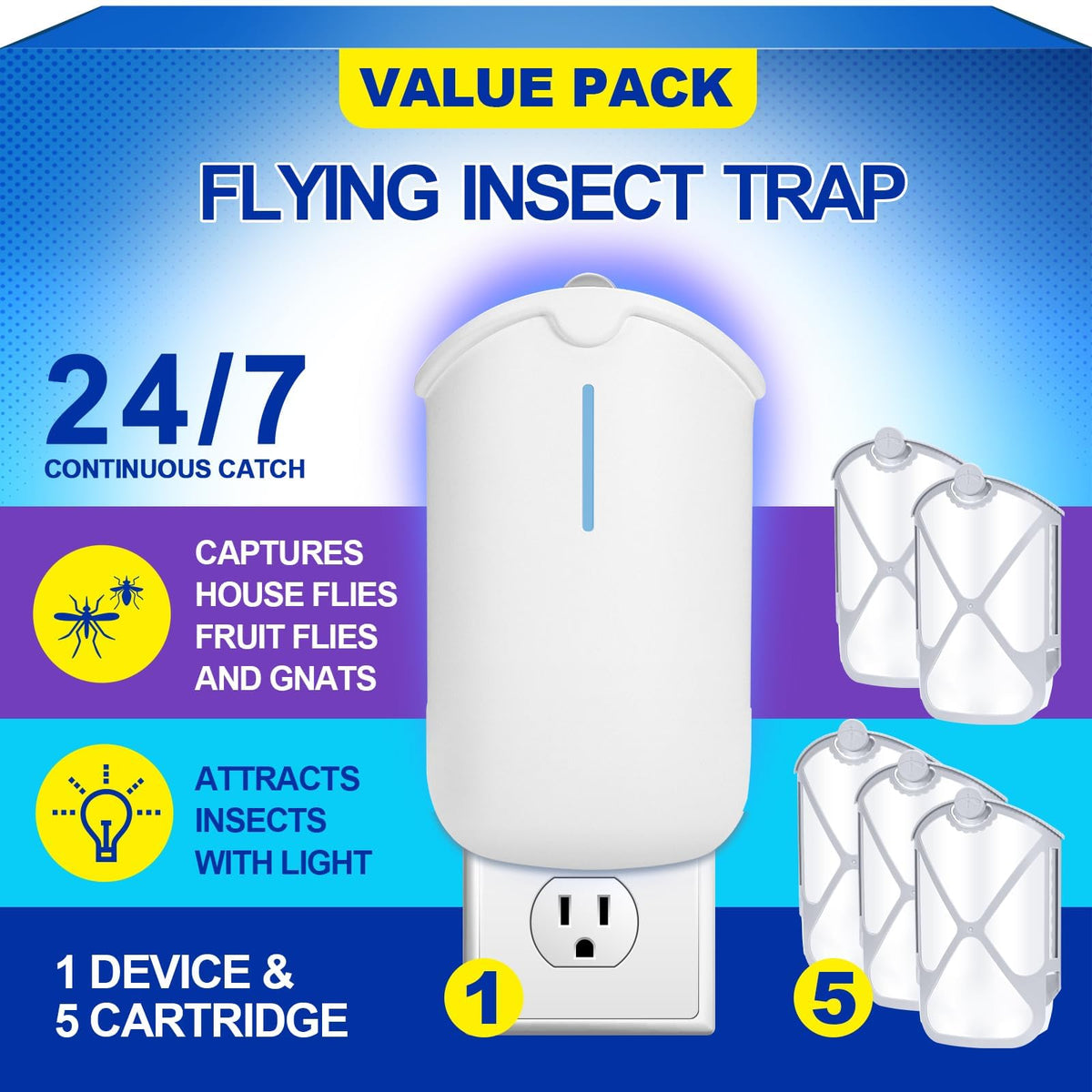 Flying Insect Trap & 5 Cartridges