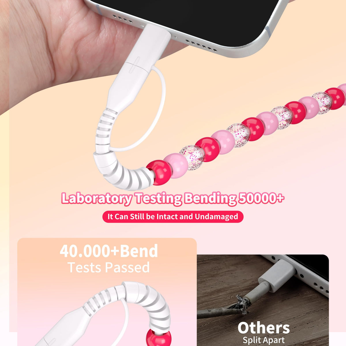 4 in 1 USB C Cable Multi Beaded Charger Cord