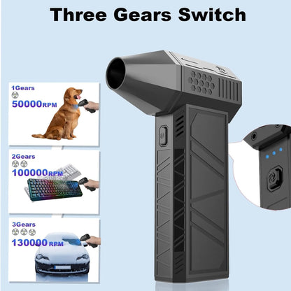 Compact Handheld 3 Speed Turbo Jetfan Fan for Outdoor Dust Cleaning