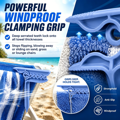 Beach Towel Outdoor Mat Anchor Stakes Clamps