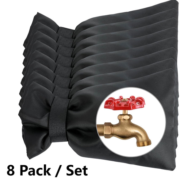 8-Pcs Outdoor Faucet Cover Set, Thick Heat Barrier with Strap