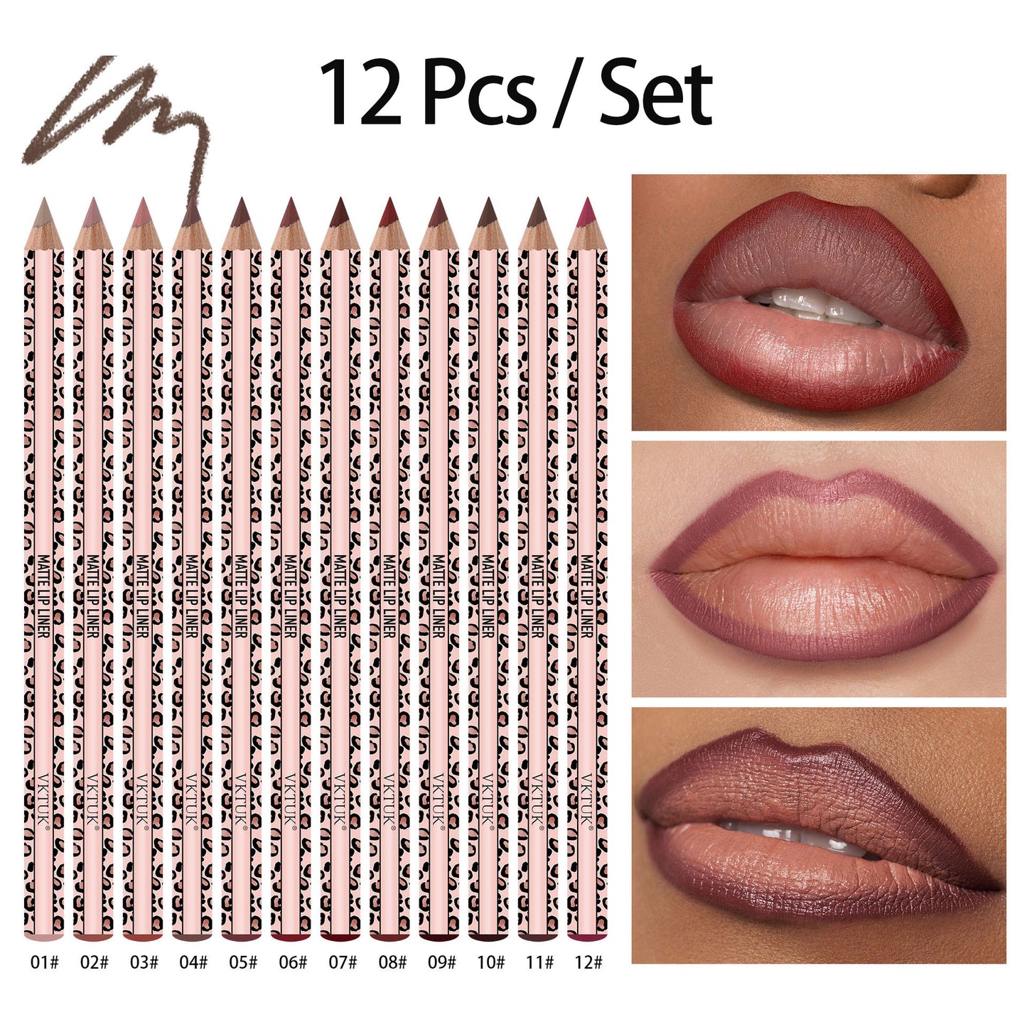 12-Color Ultra-Fine Lip Liner Set – Smooth Texture, Long-Lasting, Highly Pigmented