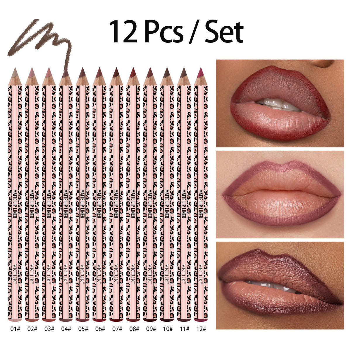 12-Color Ultra-Fine Lip Liner Set – Smooth Texture, Long-Lasting, Highly Pigmented