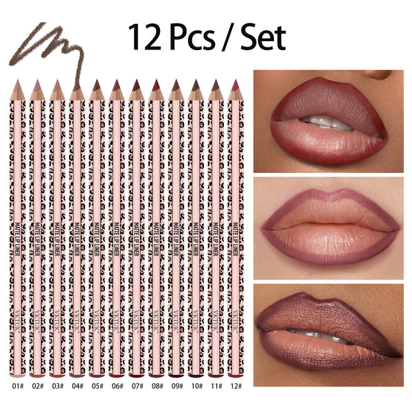 12-Color Ultra-Fine Lip Liner Set – Smooth Texture, Long-Lasting, Highly Pigmented