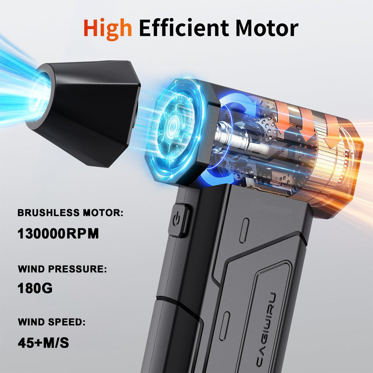Compact Handheld Four-Speed Turbojet Fan With LED Flashlight