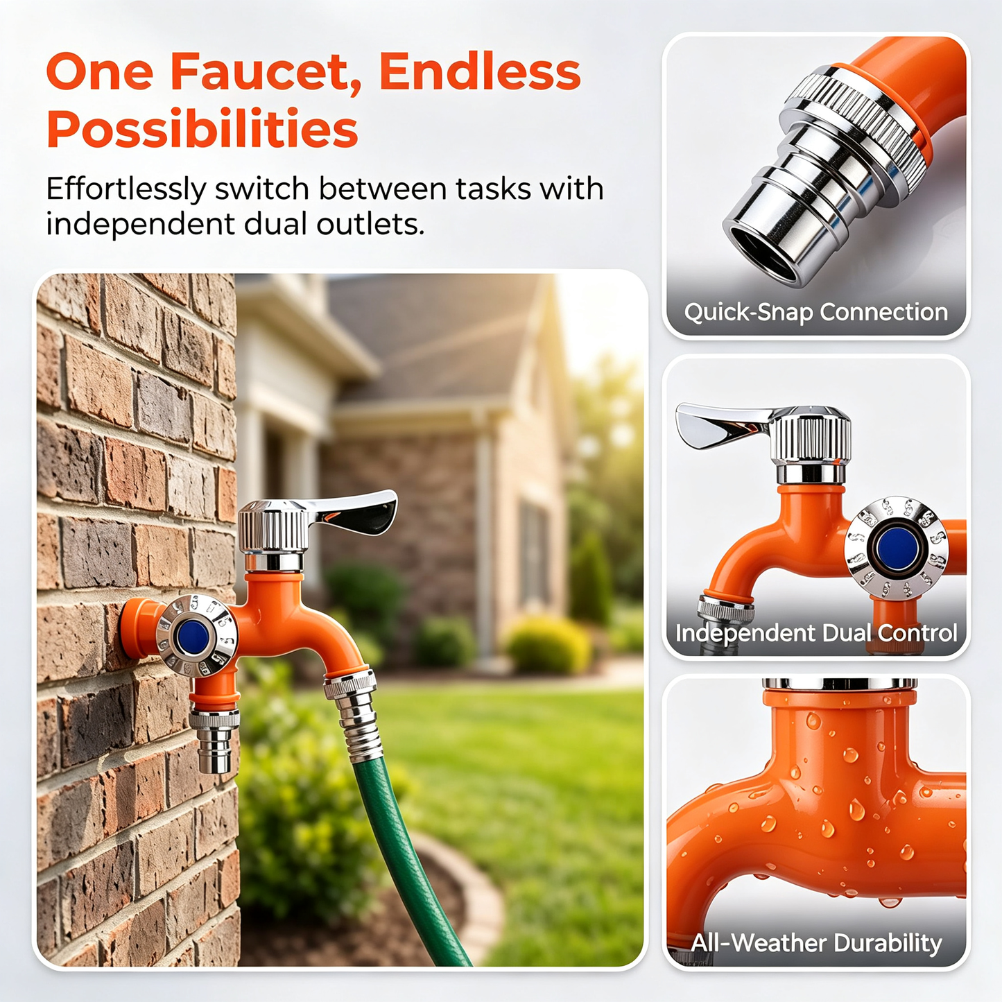 Dual Outlet Faucet Adapter for Mop Pool, Balcony, Bathroom