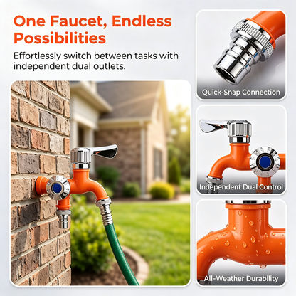Dual Outlet Faucet Adapter for Mop Pool, Balcony, Bathroom