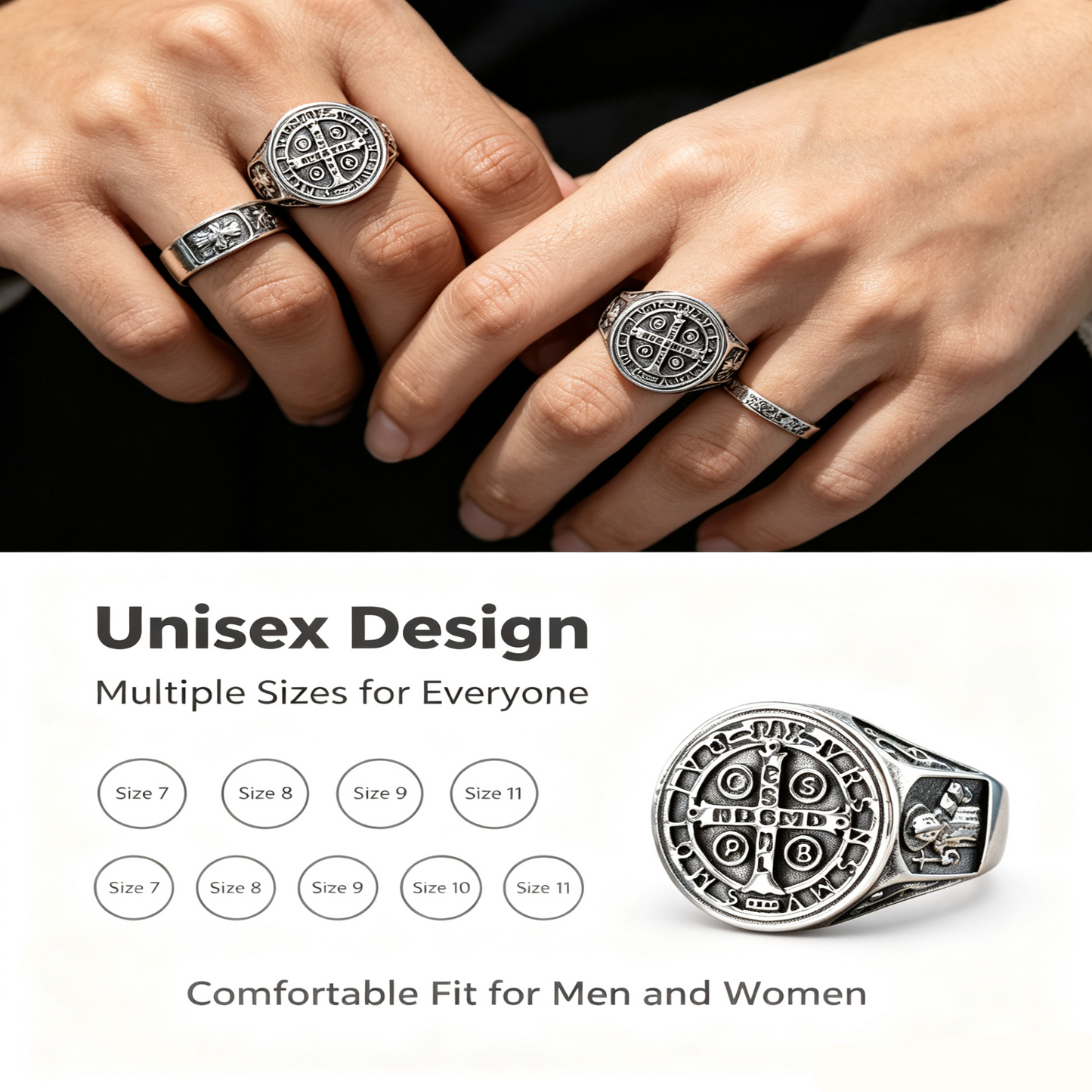 Unisex Catholic Ring – Featuring The Crucifix, Religious Jewelry Gift