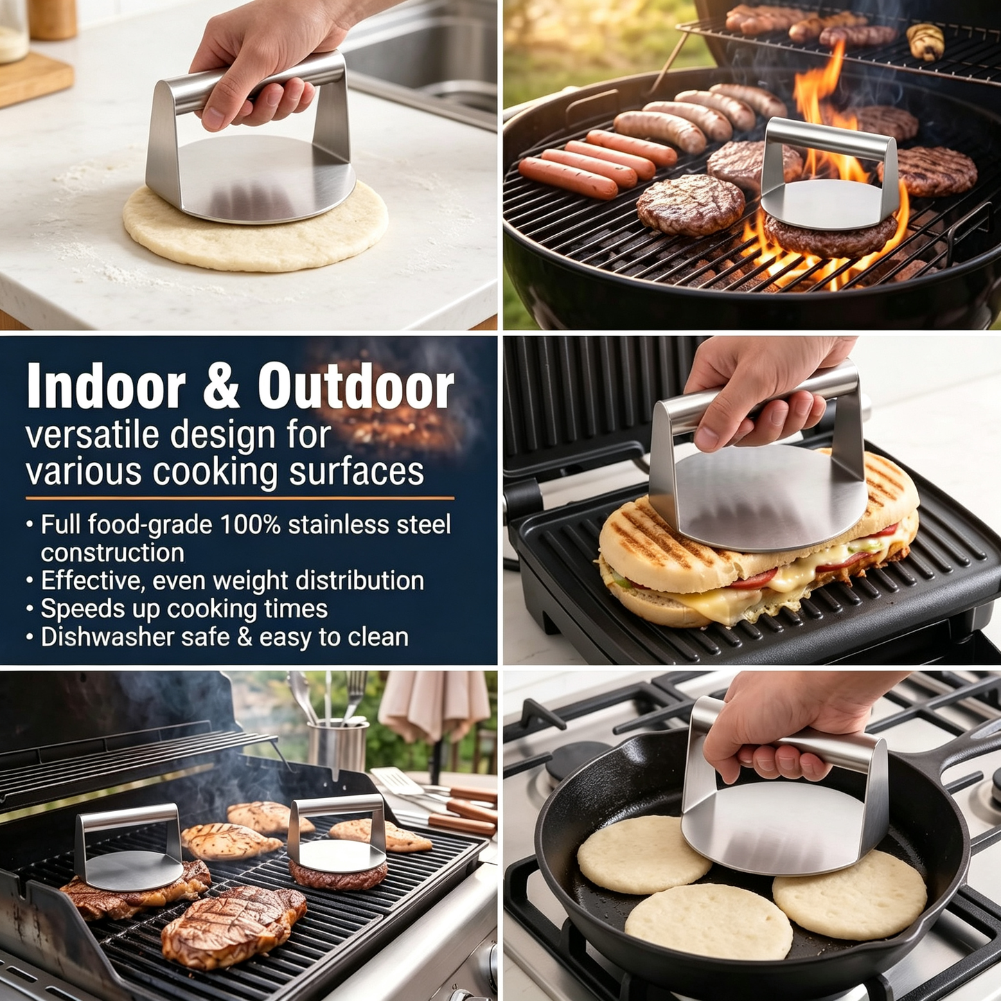 Steel Smashed Burger Press For Professional And Home Kitchens