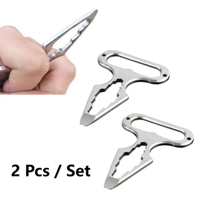 2 Pcs Multi-function Wrench, Stainless Steel, Self-nailing Multitool Keychain