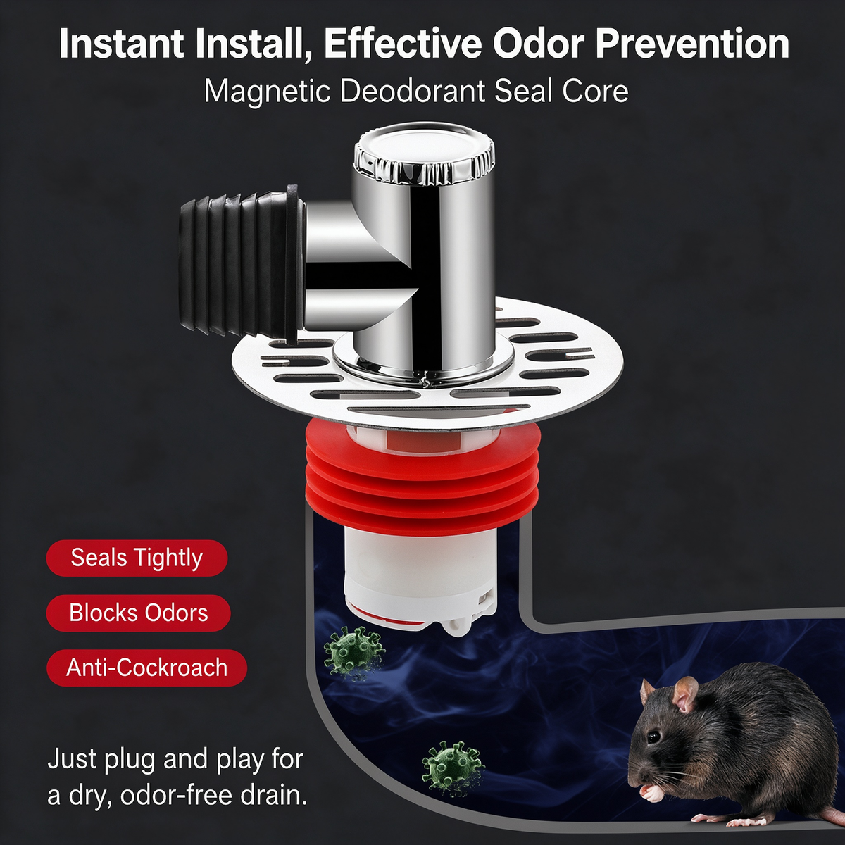 Washing Machine Drain Seal Anti-Odor Adapter Universal 3-Way Connector