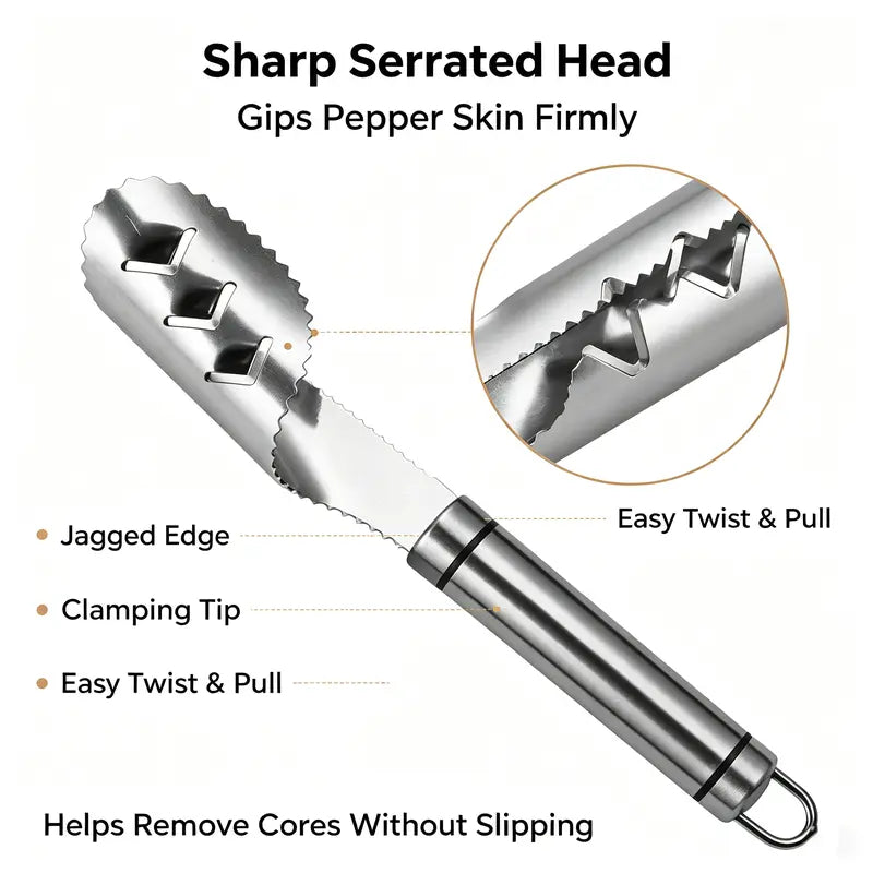 Stainless Steel Pepper Corer Seed Remover Tool, For Multi Vegetable-2 Pack