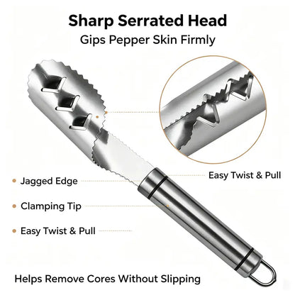 Stainless Steel Pepper Corer Seed Remover Tool, For Multi Vegetable-2 Pack