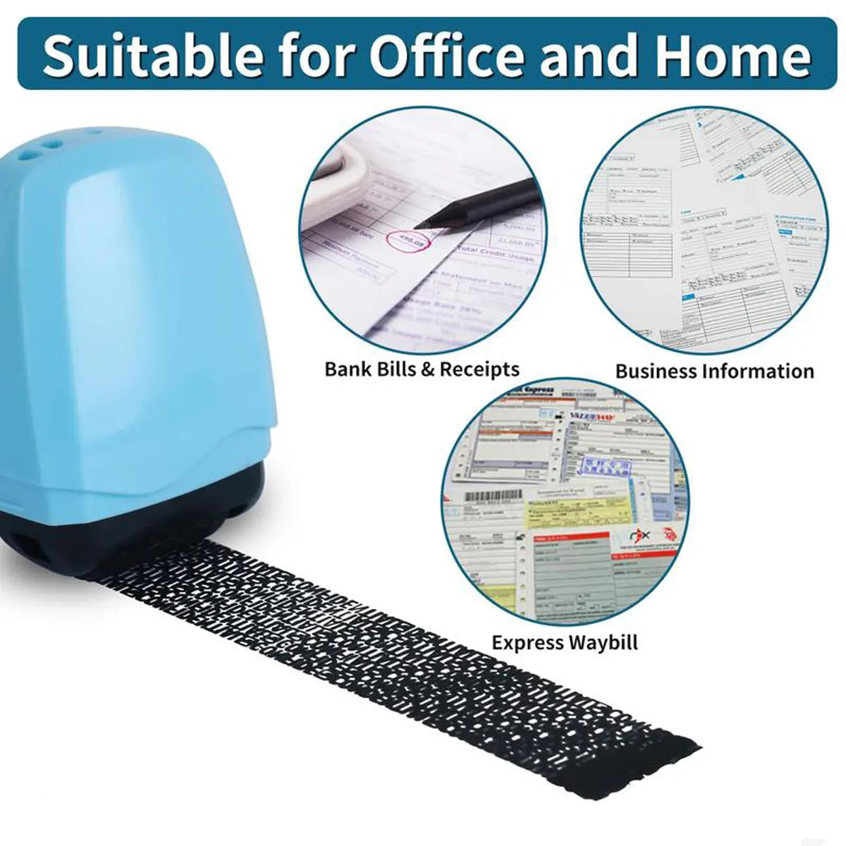 Identity Theft Protection Roller Stamp for Hiding Sensitive Information