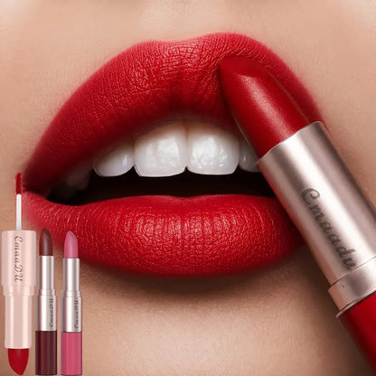 3 Pcs Double Ended Lip Gloss Lipsticks Set Makeup- Matte Long Lasting Waterproof