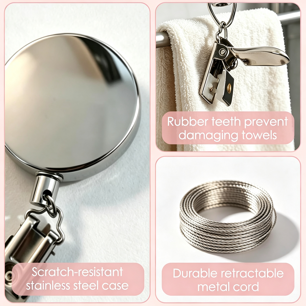 Retractable Towel Clips for Kitchen Bathroom