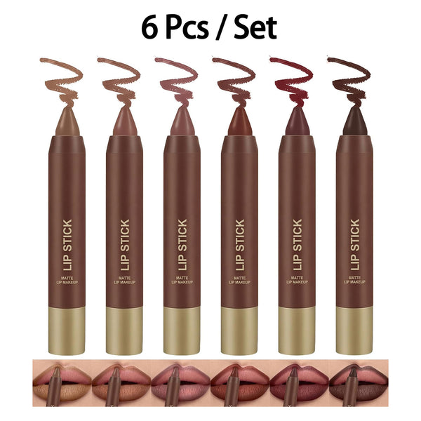 6Pcs Matte Creamy Lipstick Pencil Set