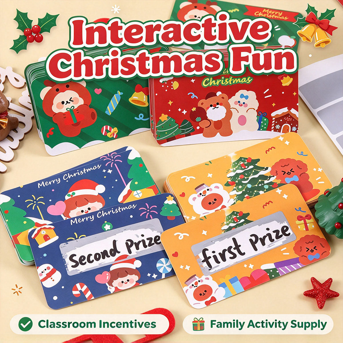 40pcs Christmas scratch-off cards