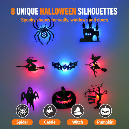 8 Pcs Halloween 3D Wall Stickers Night Light Wall Decals