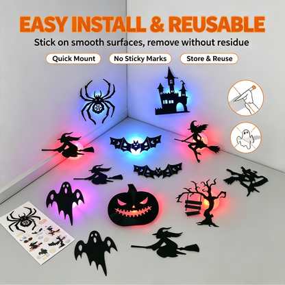 8 Pcs Halloween 3D Wall Stickers Night Light Wall Decals