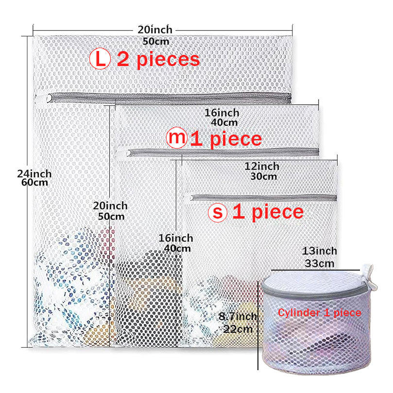 5 Pcs Mesh Laundry Bag Set – Features Sturdy Zipper Closures