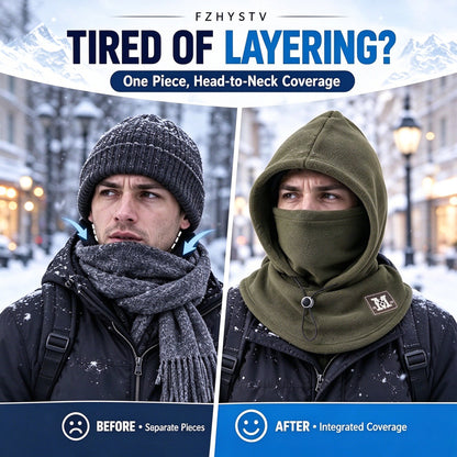 One-piece Extra-Thick Flannel Warm Mask Hat