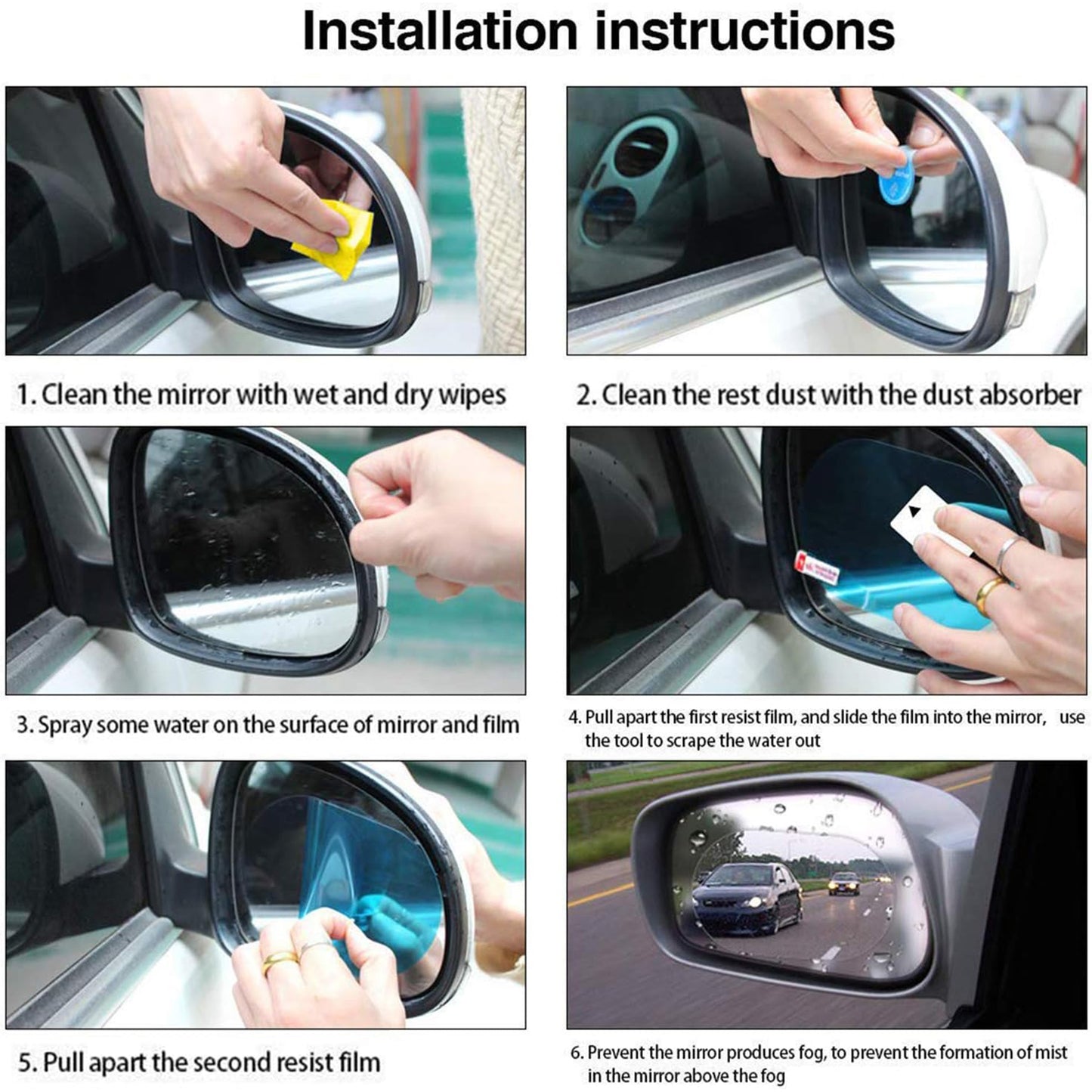 4PCS Waterproof Car Window Film for Rain
