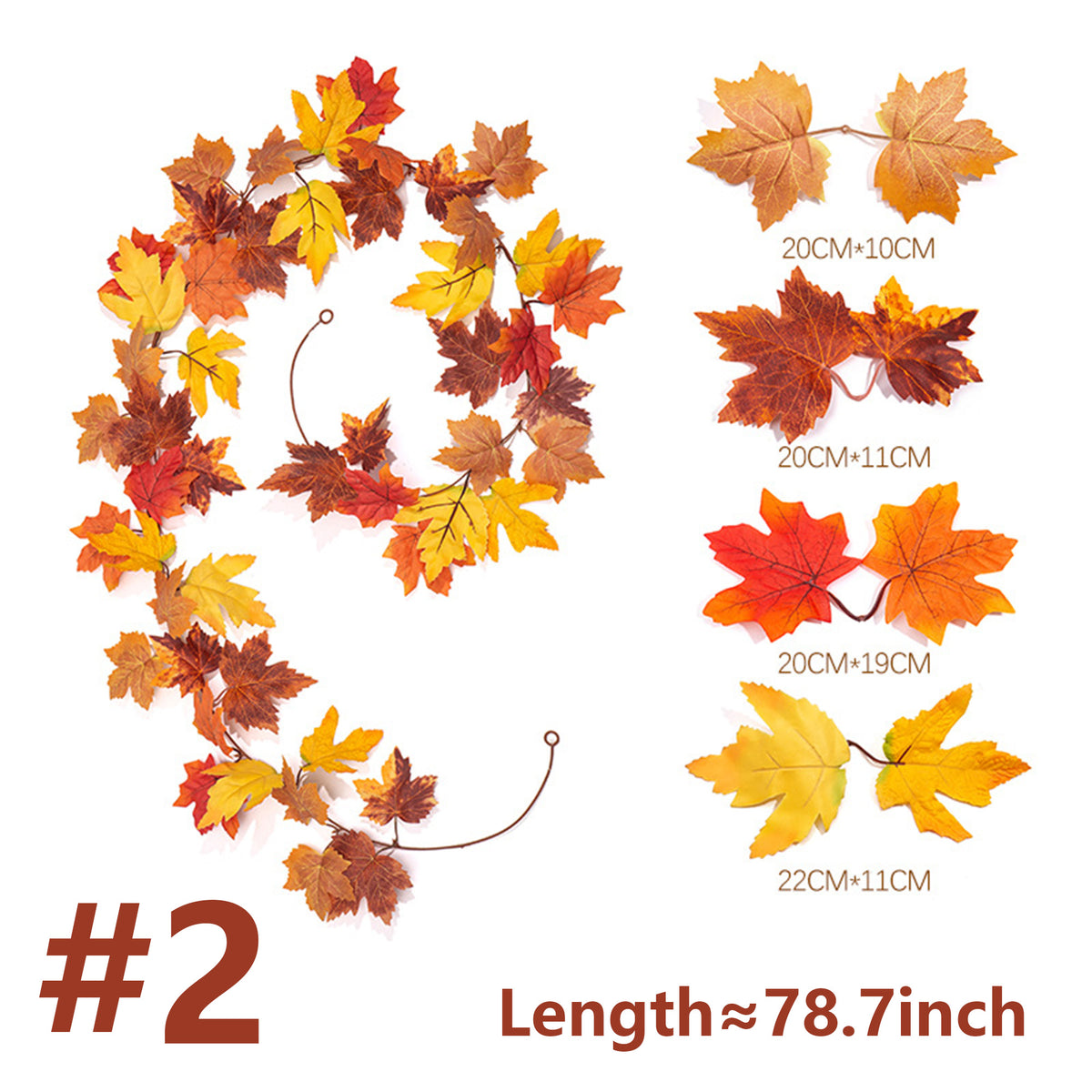 2 Pack Fall Garland Maple Leaf