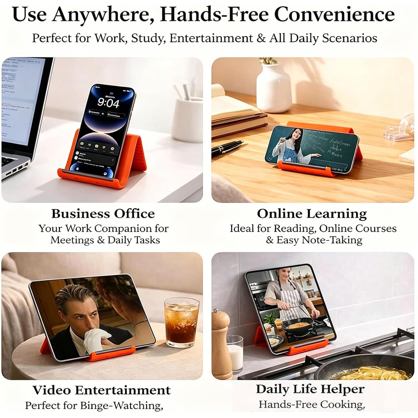 Portable Foldable Silicone Phone Holder,Bendable Freely into Any Shape, Multi-Angle Adjustable Stand